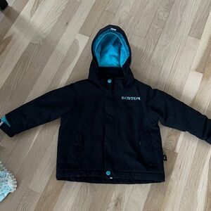 Burton Kids hooded Black Puffer Jacket with Blue Details